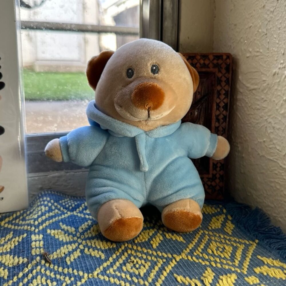 2021 Ty PJ Bear Blue Plush With Hood Stuffed Animal Toy 7" - Picture 2 of 9